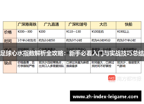 足球心水指数解析全攻略:新手必看入门与实战技巧总结 足球心水指数解析全攻略:新手必看入门与实战技巧总结
