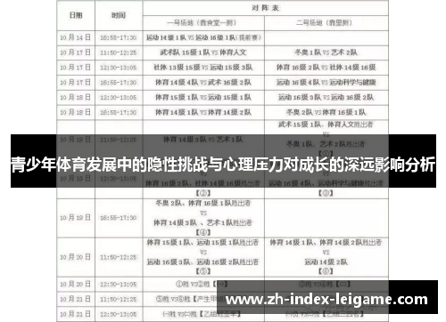 青少年体育发展中的隐性挑战与心理压力对成长的深远影响分析 青少年体育发展中的隐性挑战与心理压力对成长的深远影响分析